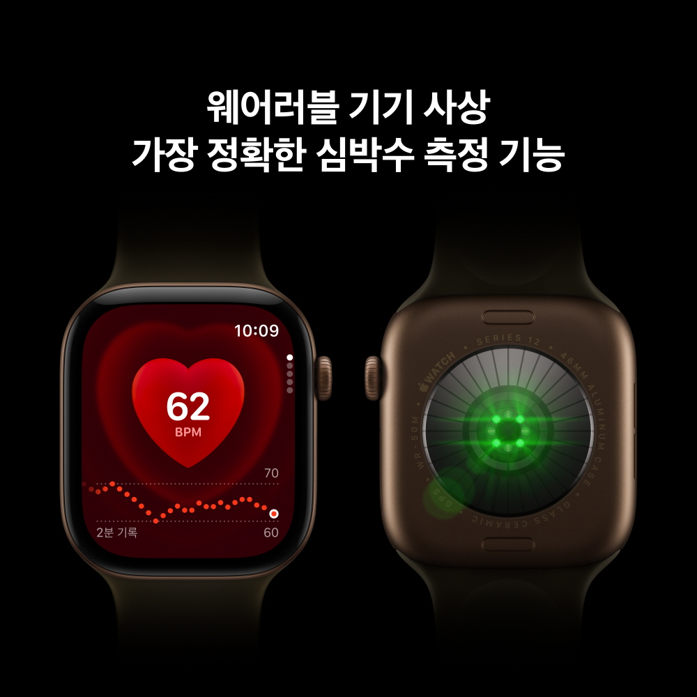 공식 애플워치 12 GPS 46mm 다크 브론즈 알루미늄, 다크 브론즈 밀레니즈 루프 (M/L) MKD84KH/A - 상세 이미지 3
