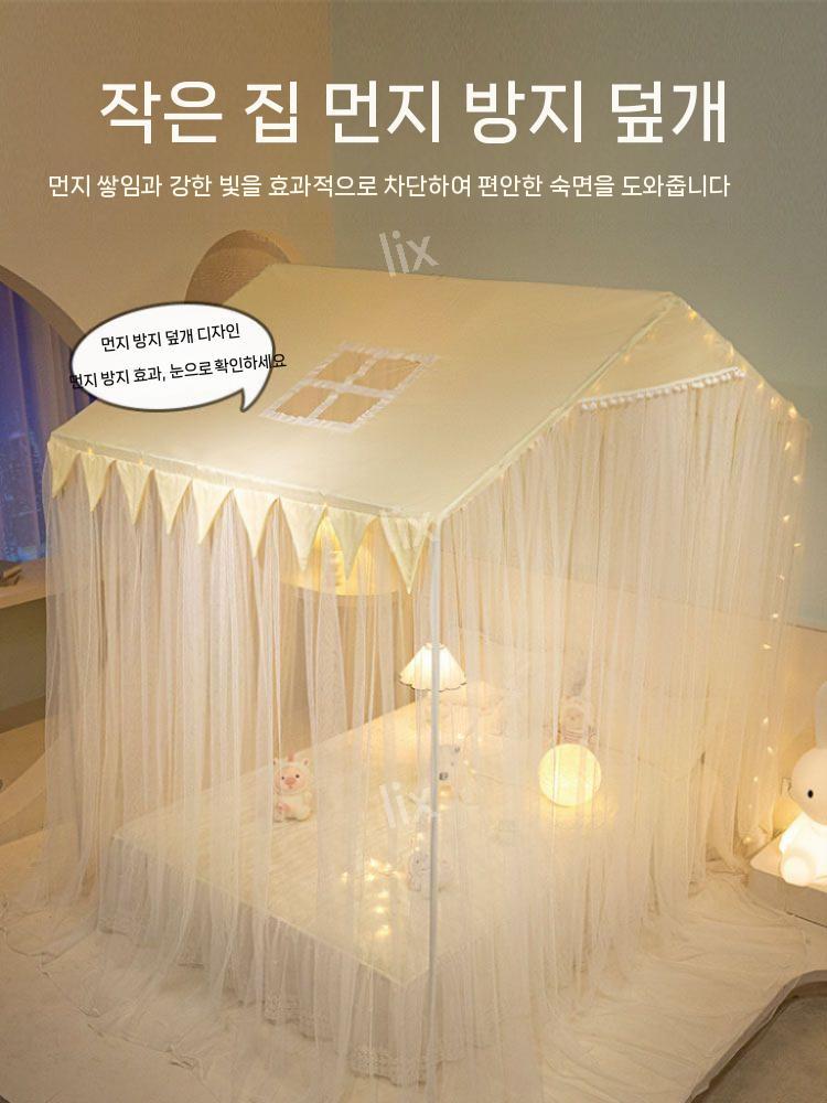 공주 침대 캐노피 여아 침대가구 방충 여아용 심플 레이스 텐트 북유럽 침대용품 - 상세 이미지 3