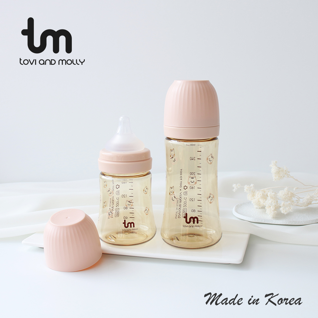 토비앤몰리 X 돗투돗 PPSU 아기 배앓이 방지 젖병 (젖꼭지 포함) 280ml, 돗람이 핑크, 1개 - 상세 이미지 2