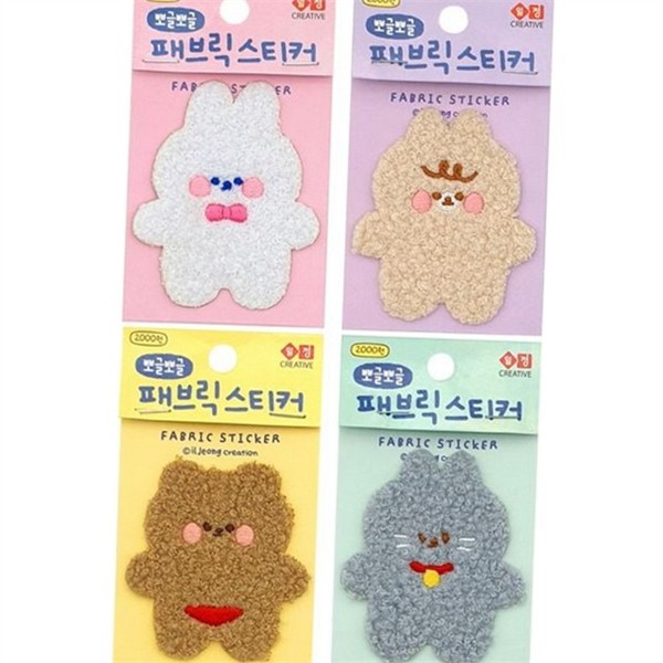 접착식 패브릭 스티커 8개 다용도 뽀글이 스티커 고양이 토끼 생활 - 상세 이미지 2