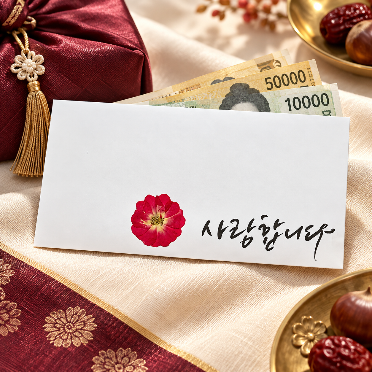 돈봉투 설날 용돈봉투 현금봉투 부모님 결혼식 축의금 압화 사랑합니다 이미지 6