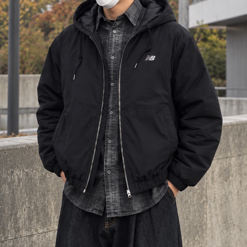 뉴발란스 패딩 후드 누빔 자켓 NEW GRAY 점퍼 - 상품 이미지