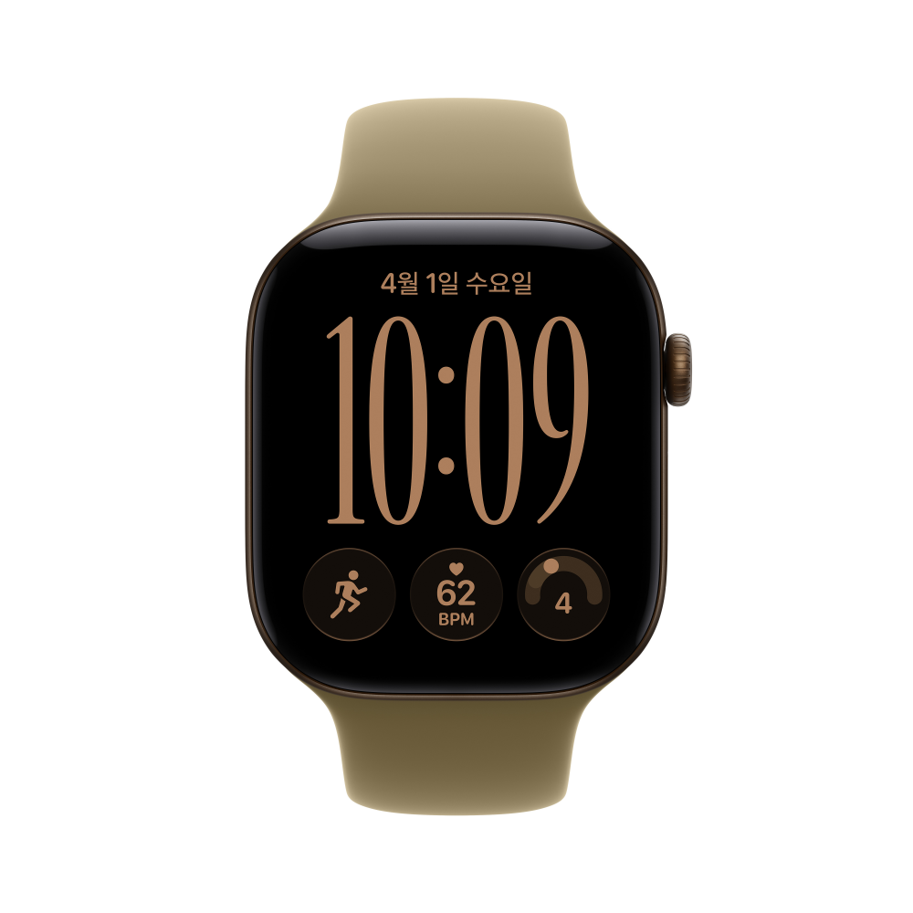 (1차 예약) 공식 애플워치 12 셀룰러 46mm 다크 브론즈 알루미늄, 올리브 스포츠 밴드 (M/L) MJGE4KH/A - 상세 이미지 2