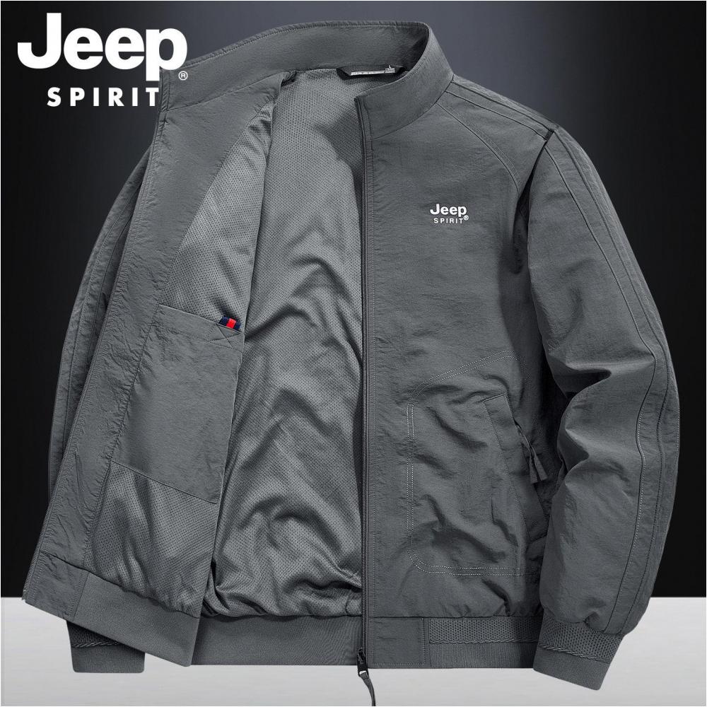 JEEP 남성 스탠드 카라 바람막이 오버핏 봄 가을 아웃도어 스포츠 아우터 자켓 - 상품 이미지