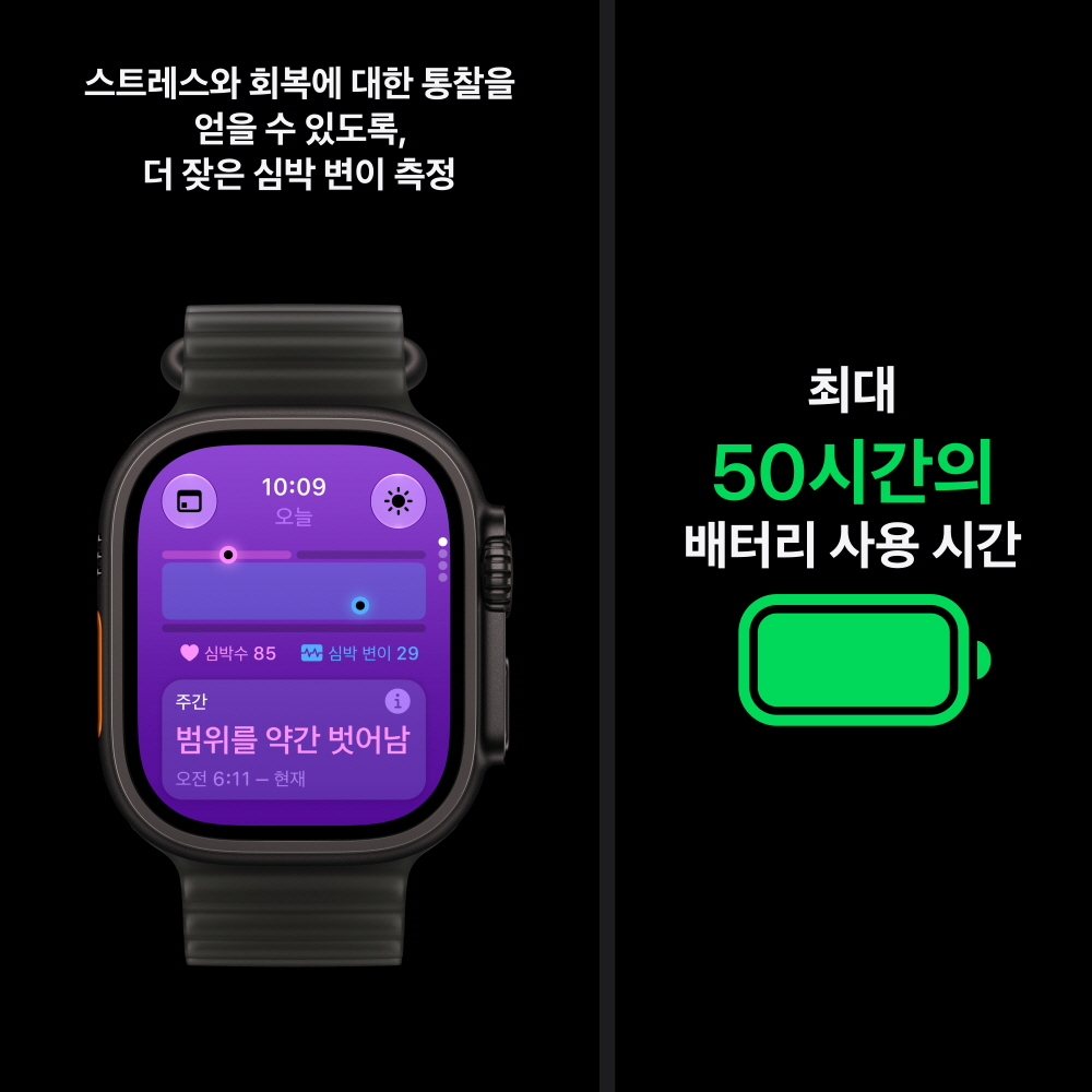 (1차 예약) 애플워치 울트라 4 셀룰러 내추럴 티타늄, 49mm, 트렌스루센트 그레이 오션 밴드 - 상세 이미지 5