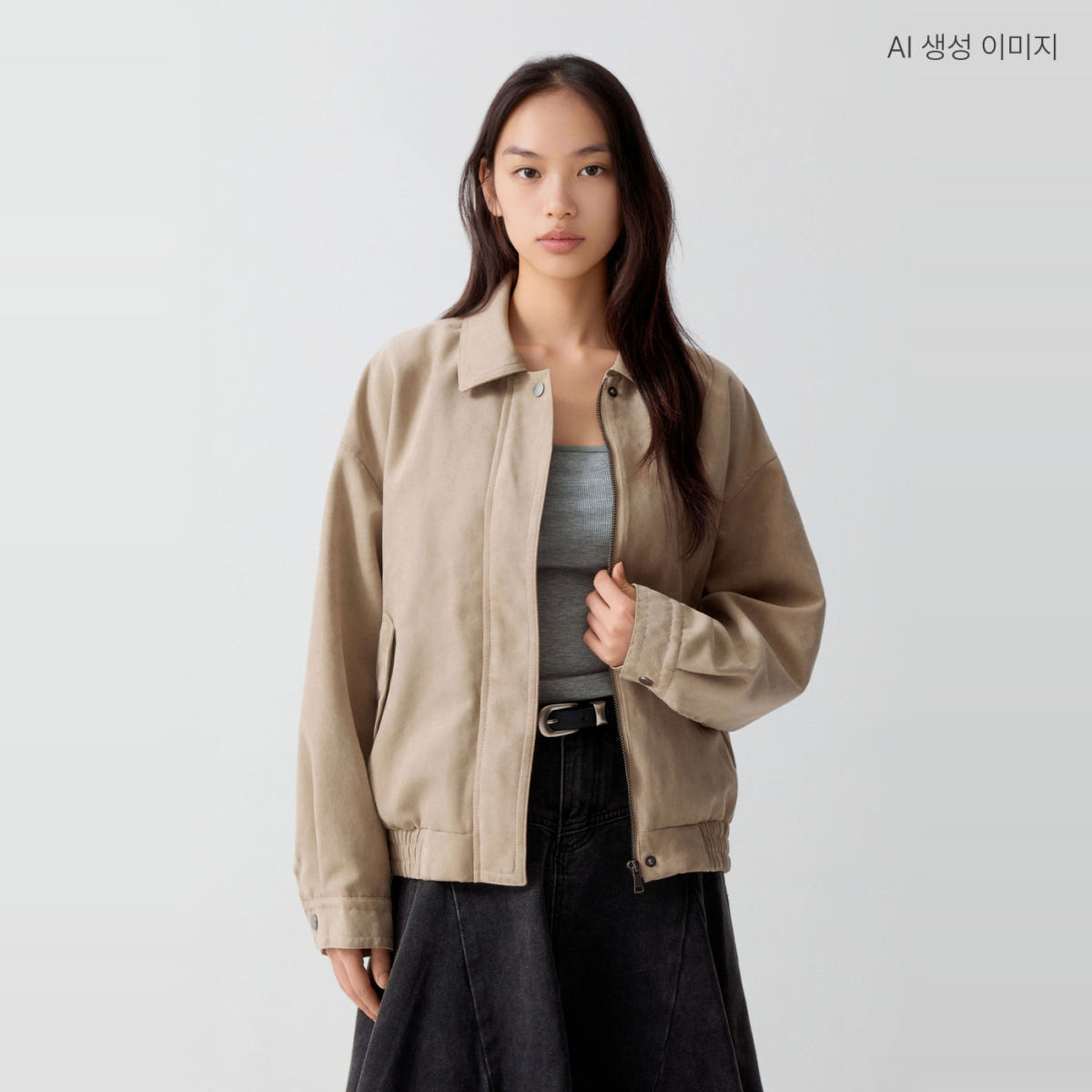 스파오 스토어 SPAO 신세틱레더 여성 블루종 점퍼 스웨이드/레더 - 최저가 80,910원