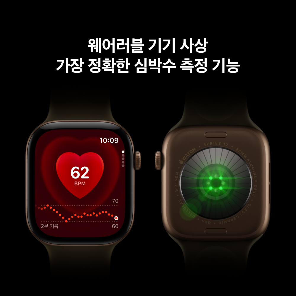 (1차 예약) 공식 애플워치 12 셀룰러 46mm 스페이스 그레이 알루미늄, 네이비 블루 스포츠 밴드 (M/L) MJG74KH/A - 상세 이미지 3