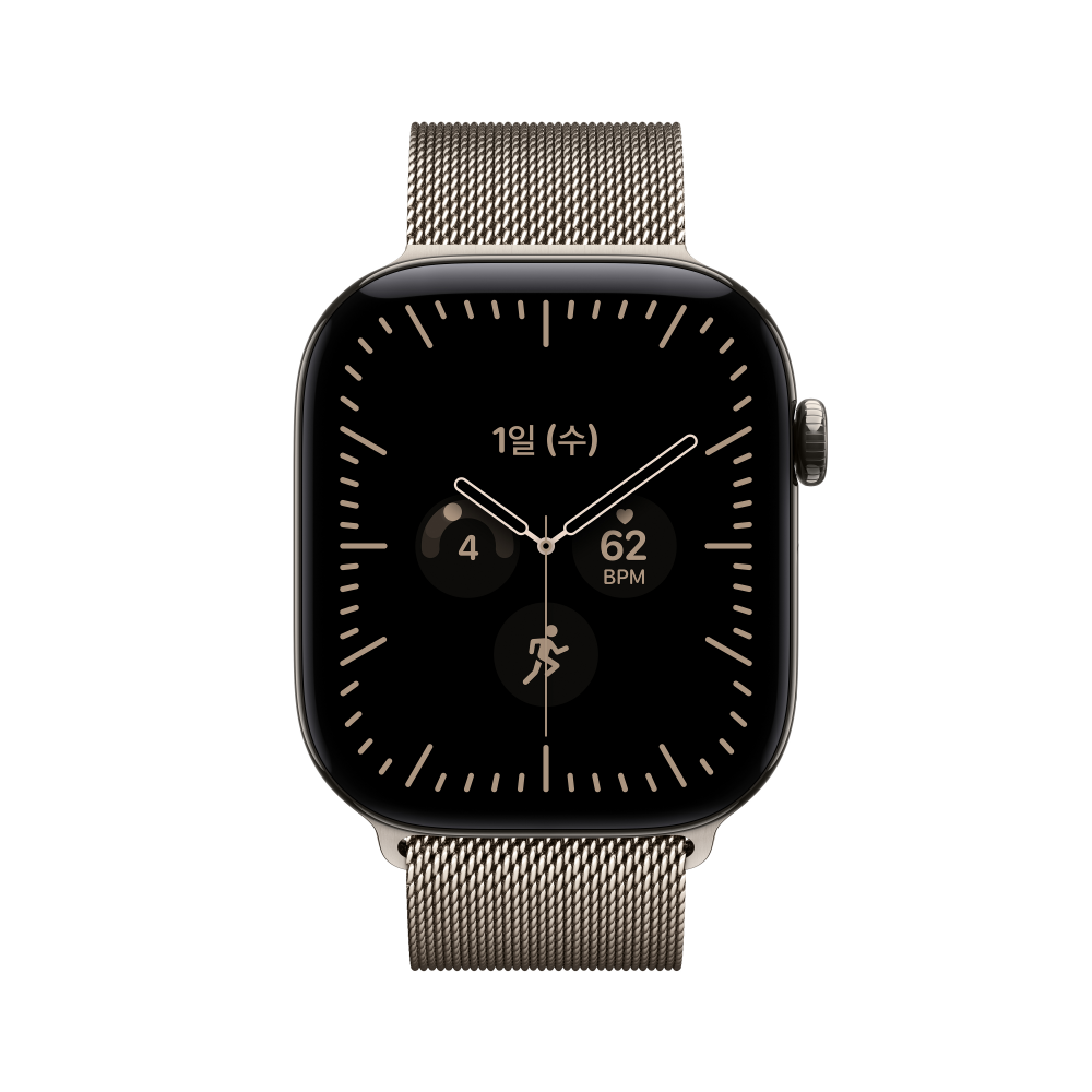 공식 애플워치 12 셀룰러 46mm 내추럴 티타늄, 내추럴 밀레니즈 루프 (S/M) MJGP4KH/A - 상세 이미지 2