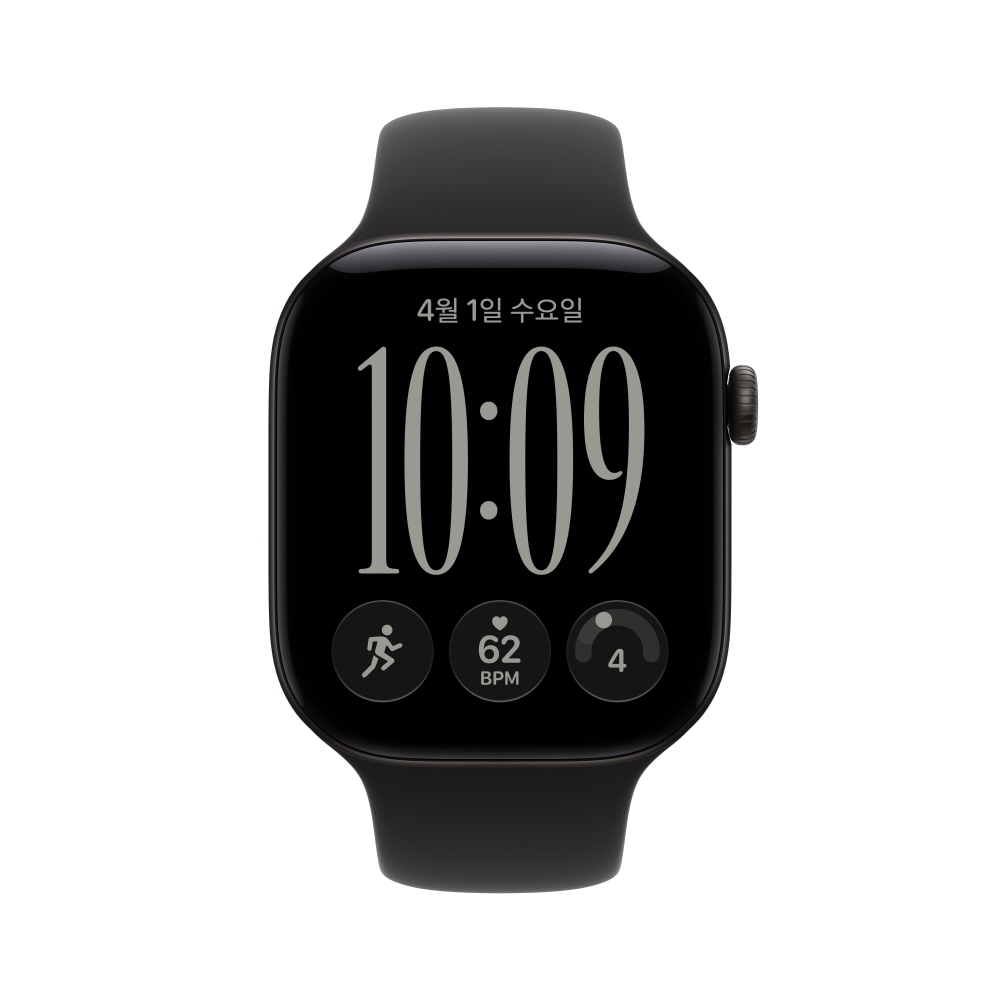 (1차 예약) 공식 애플워치 12 GPS 46mm 블랙 알루미늄, 블랙 스포츠 밴드 (S/M) MJEK4KH/A - 상세 이미지 5