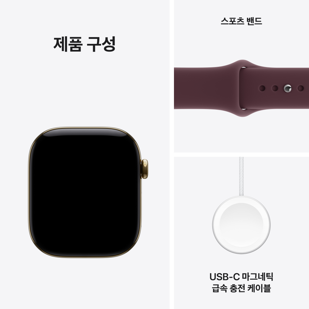 (1차 예약) 공식 애플워치 12 셀룰러 46mm 래디언트 골드 티타늄, 버건디 스포츠 밴드 (S/M) MJGR4KH/A 이미지 8