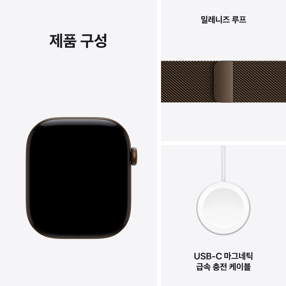 (1차 예약) 공식 애플워치 12 셀룰러 46mm 다크 브론즈 알루미늄, 다크 브론즈 밀레니즈 루프 (S/M) MKDF4KH/A - 상세 이미지 2
