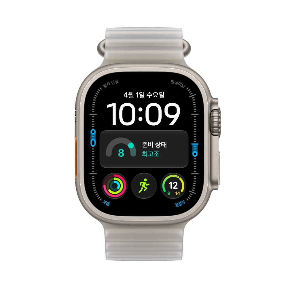 (1차 예약) 애플워치 울트라 4 셀룰러 내추럴 티타늄, 49mm, 트렌스루센트 그레이 오션 밴드 - 상세 이미지 2