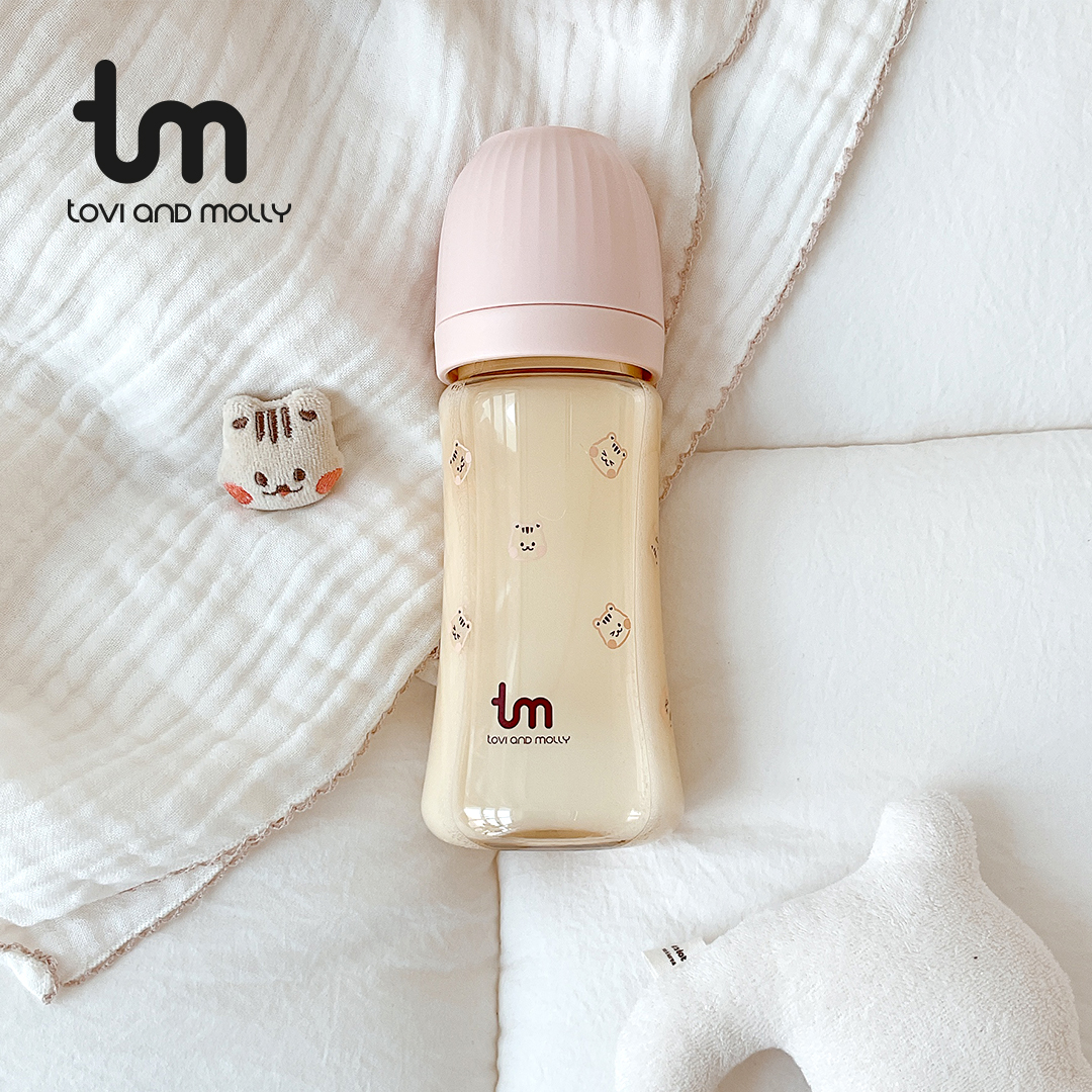 토비앤몰리 X 돗투돗 PPSU 아기 배앓이 방지 젖병 (젖꼭지 포함) 280ml, 돗람이 핑크, 1개 - 상품 이미지
