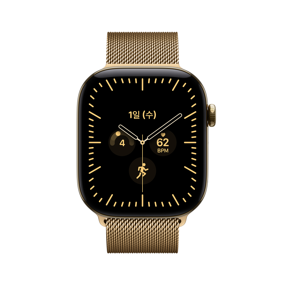 (1차 예약) 공식 애플워치 12 셀룰러 46mm 래디언트 골드 티타늄, 래디언트 골드 밀레니즈 루프 (M/L) MJGV4KH/A - 상세 이미지 2