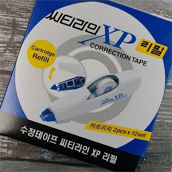 펜형 펜 타입 수정테이프 1Box(24본입) 교체형 수정테이프 리필 휴대용 학용품 - 상품 이미지