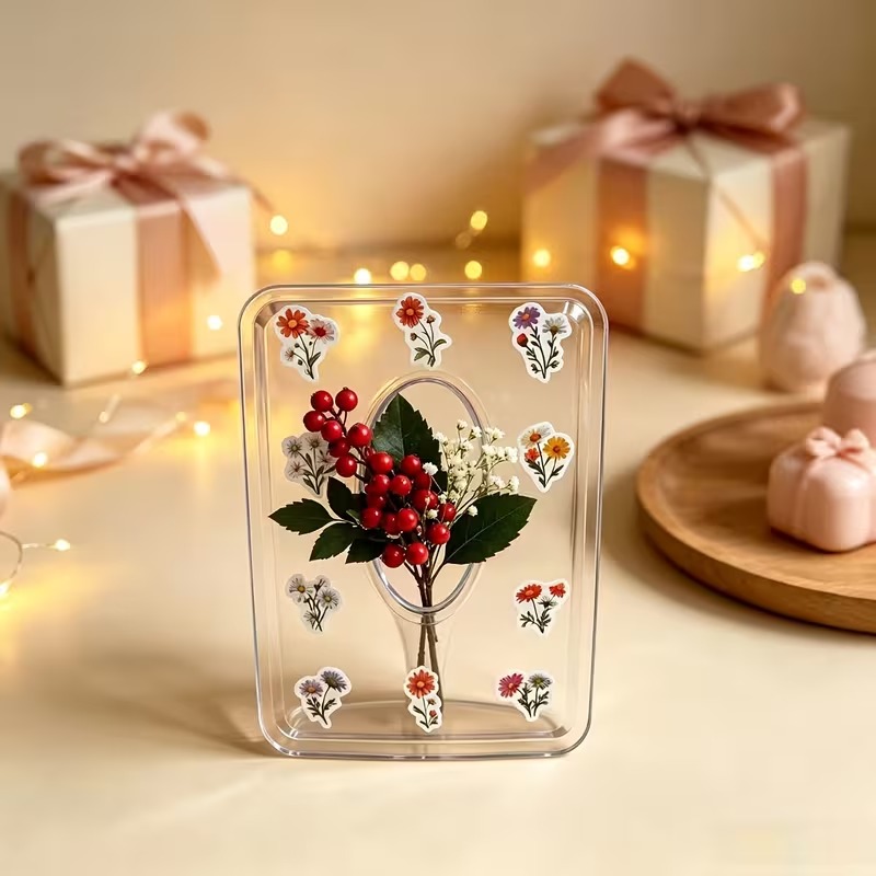 3D 투명 아크릴 액자 화분 화병 꽃병 생화 조화 꽃 사무실 책상 집 꾸미기 인테리어 소품 이미지 6