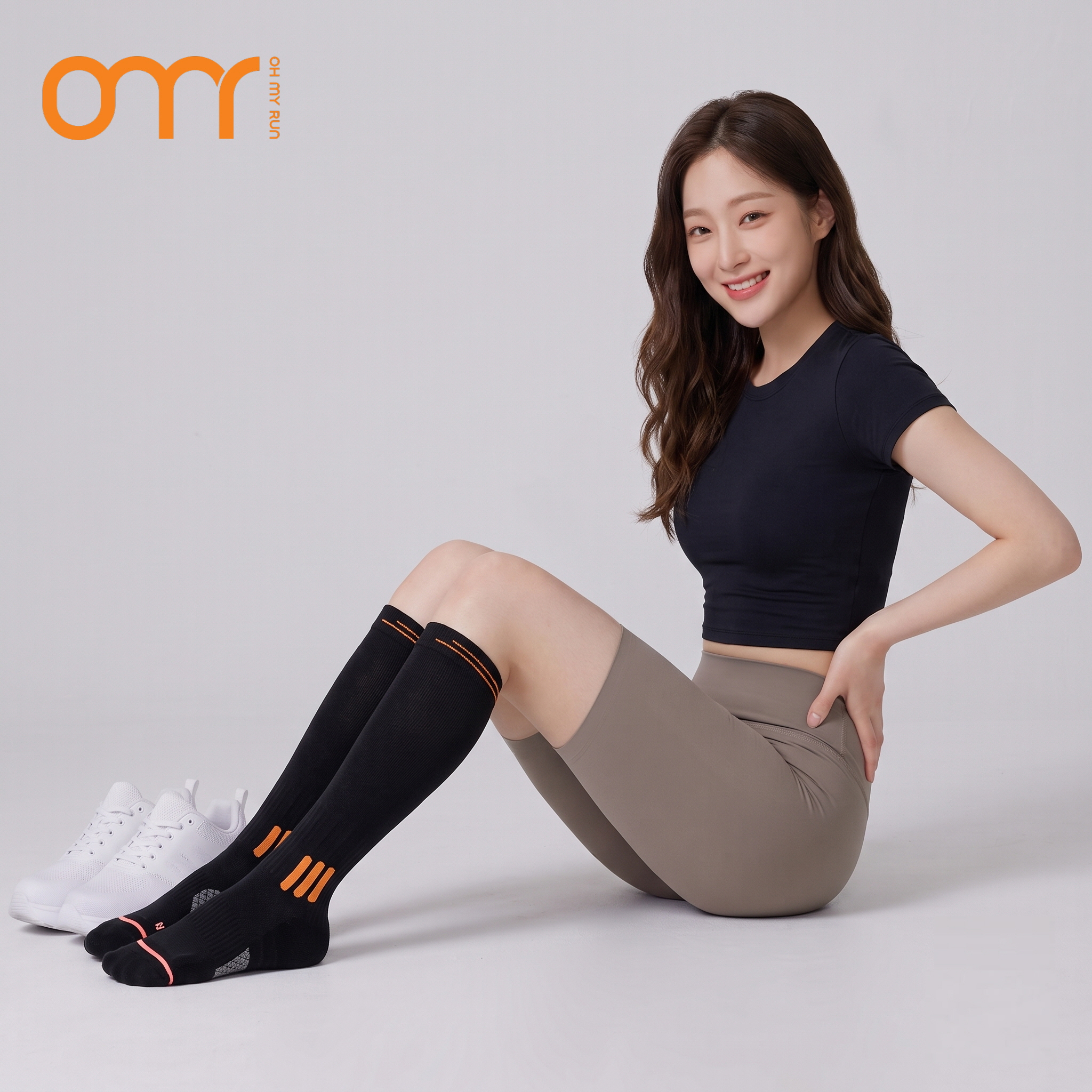 여성 러닝 니삭스 스포츠 장목 양말 쿠션 헬스 테니스 - 상품 이미지