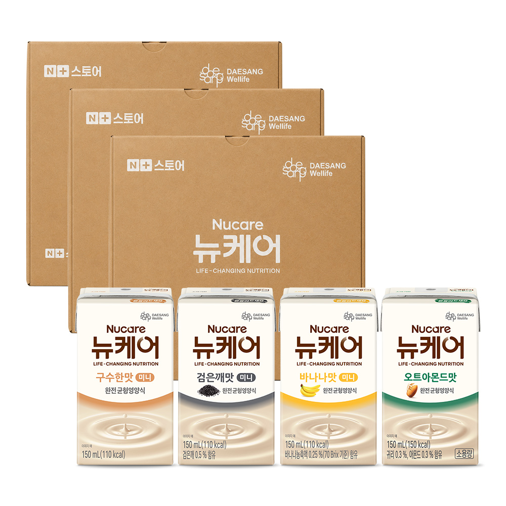 [네이버단독] 뉴케어 N150 시리즈 미니 구수한맛+검은깨+바나나+오트아몬드 150ml, 60개 - 상품 이미지