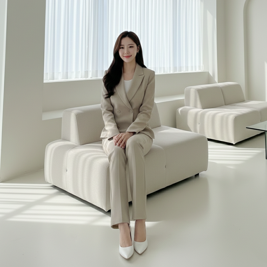 봄 가을 여성 스판 바지정장세트 페플럼자켓 슬랙스 투피스 셋업수트 출근룩 77가능