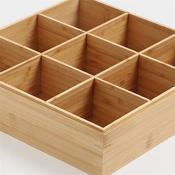 다용도 대나무 정리함 서랍 칸막이 수납함 9칸 뚜껑 보관함 - 상품 이미지
