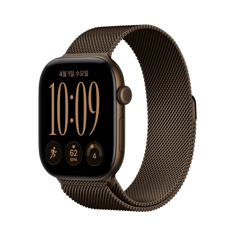 공식 애플워치 12 GPS 46mm 다크 브론즈 알루미늄, 다크 브론즈 밀레니즈 루프 (M/L) MKD84KH/A - 상품 이미지