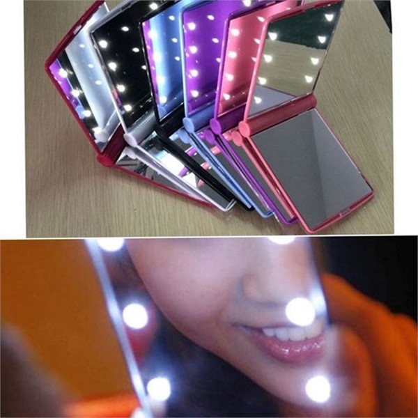 접이식 휴대용 led 거울 스탠드 조명 화장 거울 메이크업 탁상용 - 상품 이미지