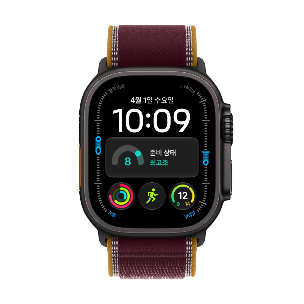 (2차 예약) 애플워치 울트라 4 셀룰러 블랙 티타늄, 49mm, 버건디 트레일 루프(S/M) 이미지 7