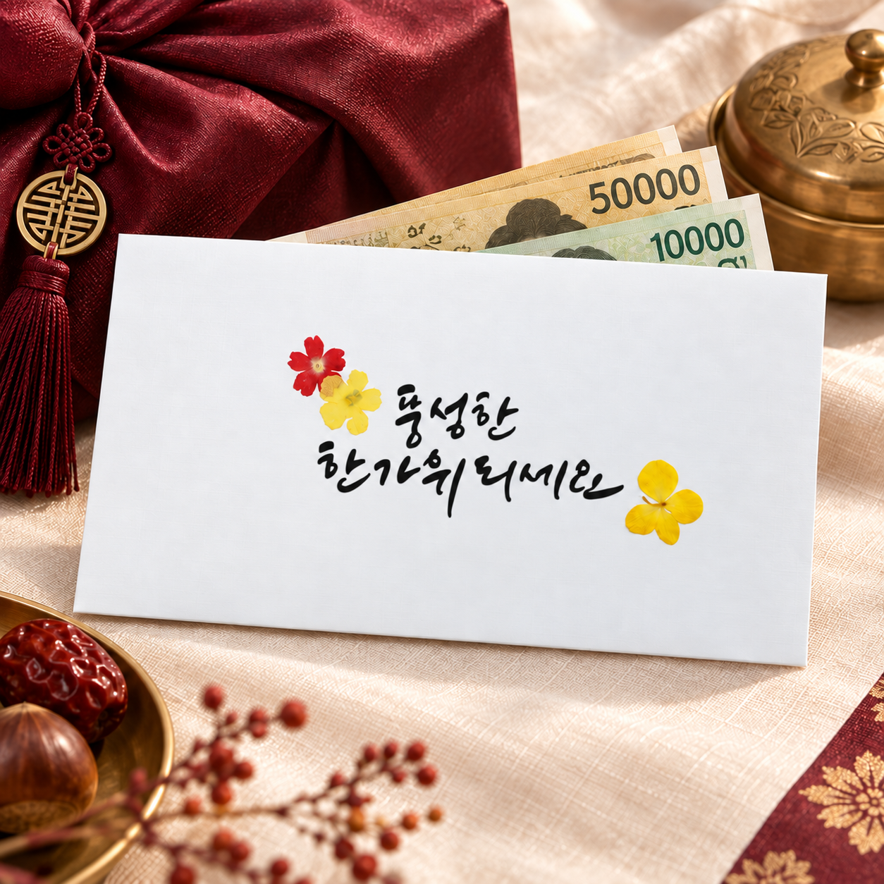 돈봉투 설날 용돈봉투 현금봉투 부모님 결혼식 축의금 압화 사랑합니다 - 상품 이미지