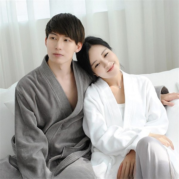 두꺼운 목욕 가운 테리 순면 가운 호텔 타월 여성 남성 - 상품 이미지