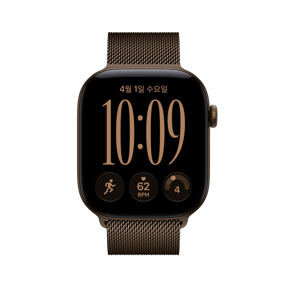 (1차 예약) 공식 애플워치 12 셀룰러 46mm 다크 브론즈 알루미늄, 다크 브론즈 밀레니즈 루프 (S/M) MKDF4KH/A - 상세 이미지 4