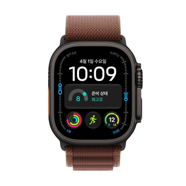 애플 애플워치 울트라 4 셀룰러 블랙 티타늄, 49mm, 버건디 알파인 루프(S)