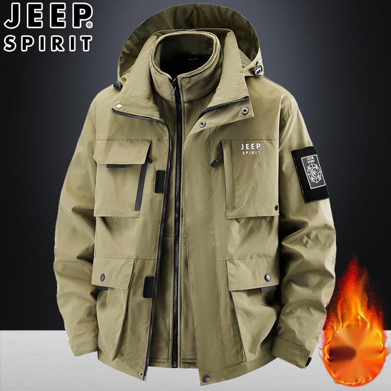 JEEP 남성 3-in-1 방수 방풍 내피 탈부착 아우터 바람막이 자켓 6XL - 상품 이미지