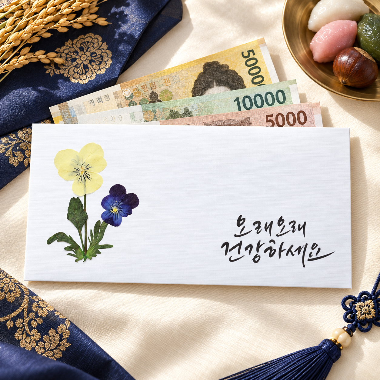 돈봉투 설날 용돈봉투 현금봉투 부모님 결혼식 축의금 압화 사랑합니다 - 상세 이미지 3
