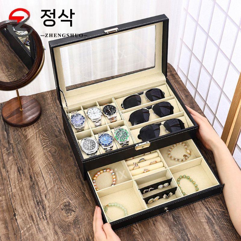 시계 안경 보관함 케이스 수납 액세서리 취향 깔끔 정돈 진열장 거실 상자 시계 손목시계 - 상세 이미지 4