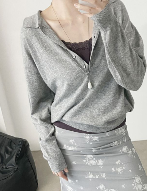 캐시미어 딥 브이넥 카라 니트 [4color] - 상품 이미지