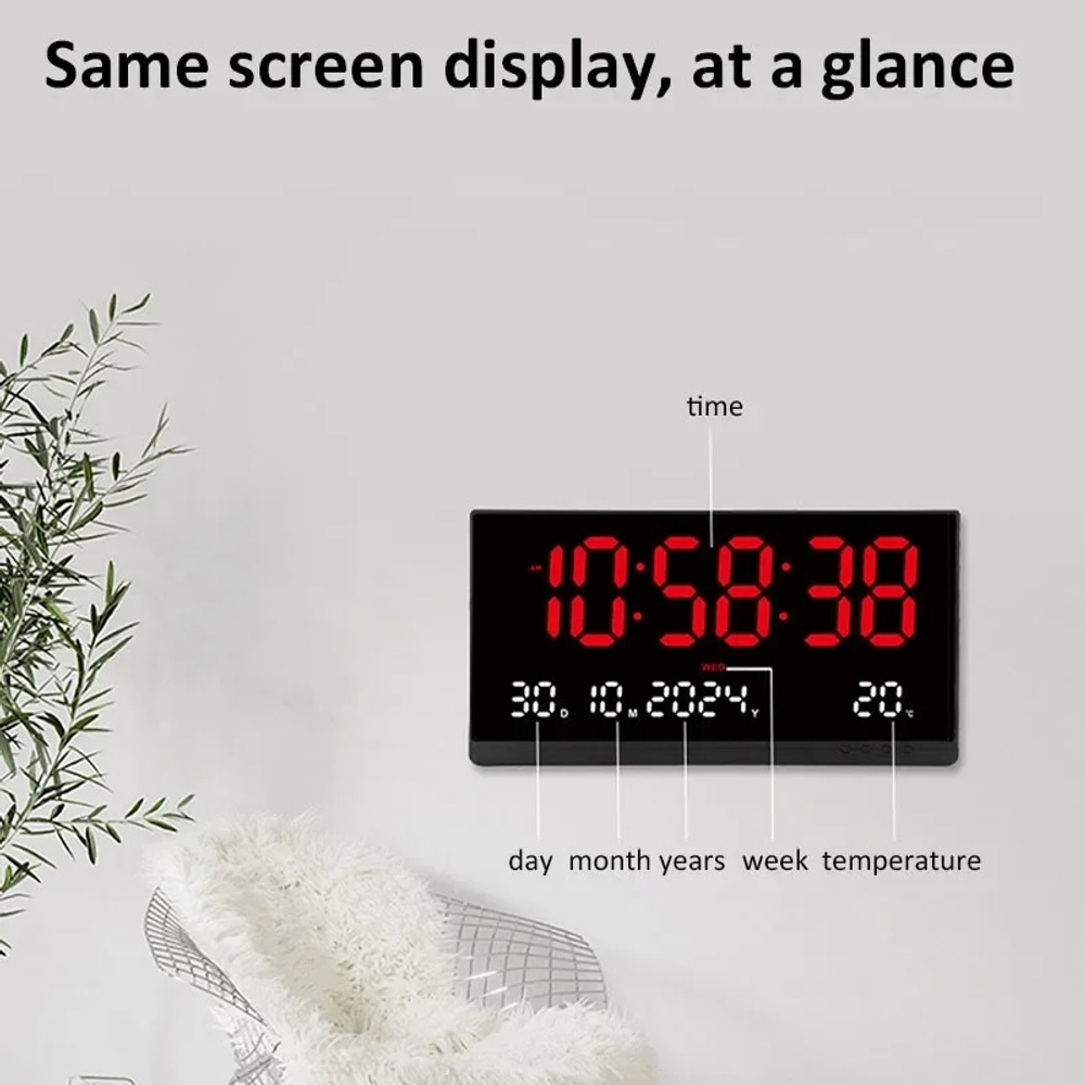 LED 전자 디지털 벽시계 인테리어 달력 캘린더 날짜 온도 21인치 달력 시간 알람 - 상세 이미지 3