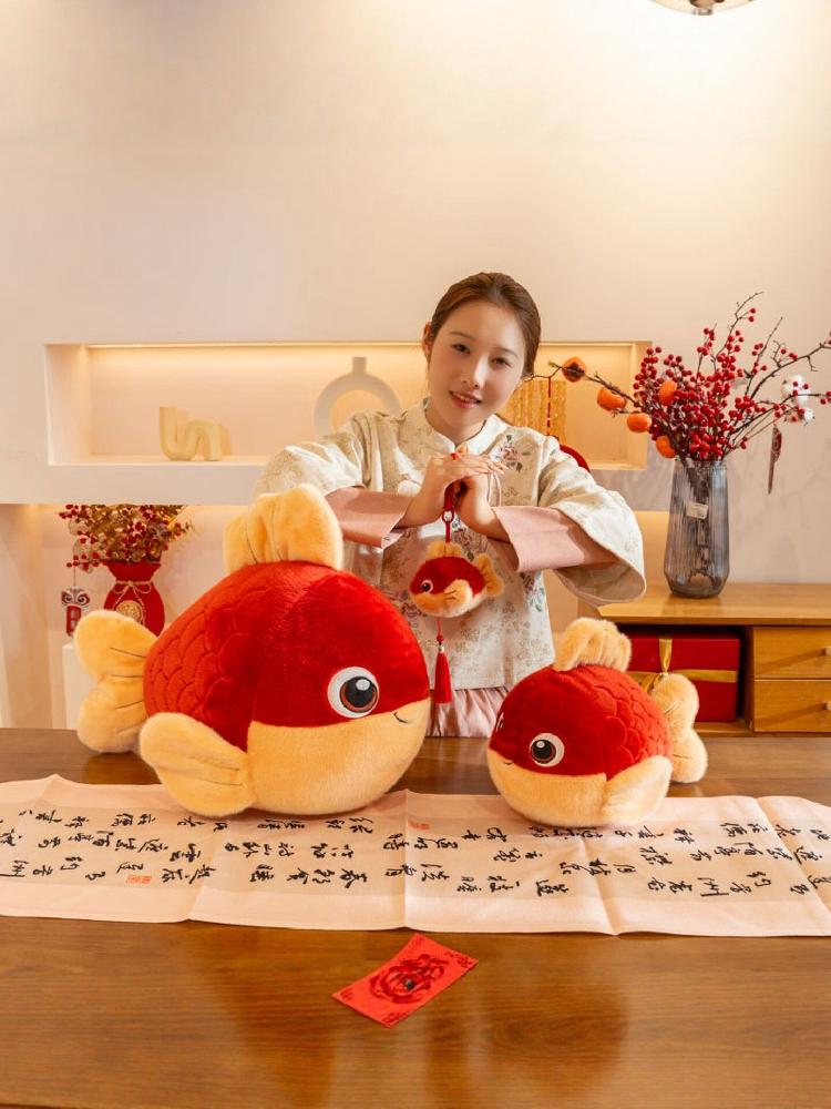 행운의 비단 잉어 봉제 인형 물고기 쿠션 선물 장식 소품 - 상세 이미지 4