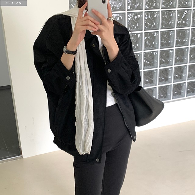 제이코 오버핏 스웨이드 블루종 자켓 2col 가을 봄 점퍼 카라넥 밑단밴딩 제이플로우 - 상세 이미지 4