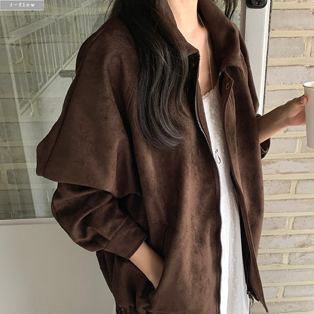 제이코 오버핏 스웨이드 블루종 자켓 2col 가을 봄 점퍼 카라넥 밑단밴딩 제이플로우 이미지 8