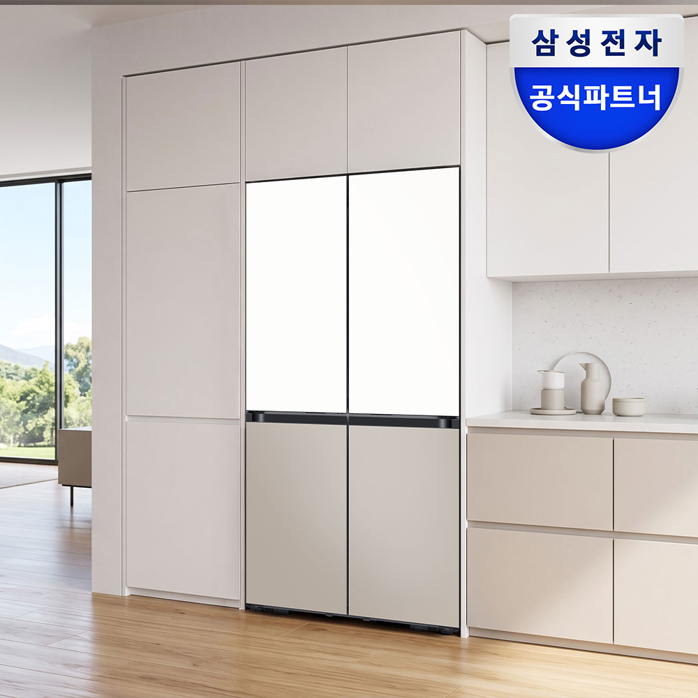 [신제품런칭특가] 삼성 비스포크 AI 키친핏 냉장고 1등급 4도어 RM70H63R1ZG 화이트+베이지 2026년 신상품 - 상품 이미지