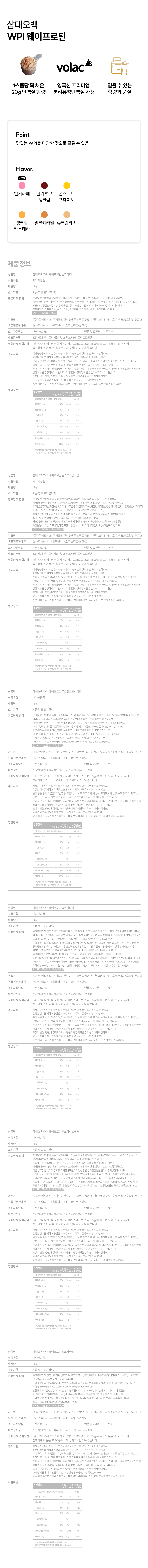 [1+1] 삼대오백 WPI 웨이 프로틴 뉴클래식 딸기초코생크림+슈크림라떼, 2kg, 1개 상세 이미지 6