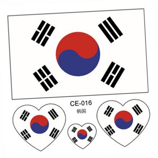 어린이 태극기 판박이 스티커 축제용 태극기 문신 스티커 일회용 얼굴 - 상품 이미지