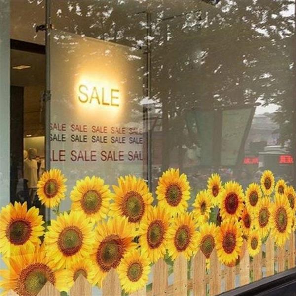 인테리어 매장 유리 스티커 해바라기 튤립 스티커 어린이집 창문 장식 - 상품 이미지