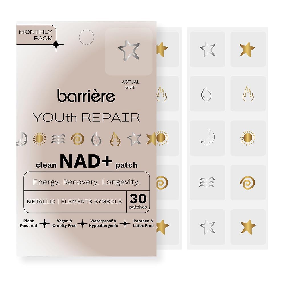 바리에르 barri re Youth Repair NAD+ 패치 노화 라텍스 에너지 및 여성 활력 NR 함유 프리 - 세포 한 30개입 루틴, 지원, 리보사이드 | 니코틴아마이드 - 상품 이미지