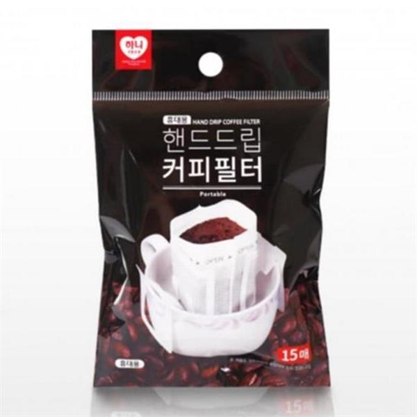 싱글 핸드 드립 커피 필터 15매입 휴대용 일회용 드립 백 - 상품 이미지