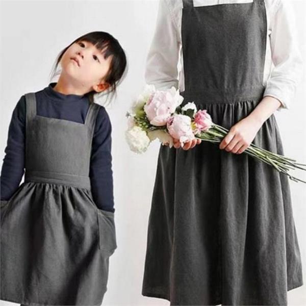 북유럽 여성 앞치마 주머니 앞치마 린넨 가드닝 요리 주방 베이킹 - 메인 이미지