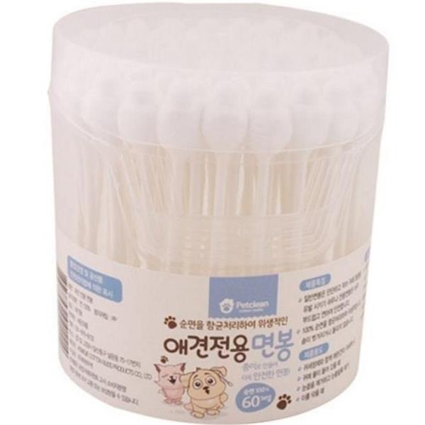 고양이 반려동물 면봉 60p 순면 강아지 면봉 눈꼽 청소 제거 - 상품 이미지