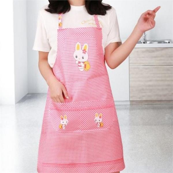 데일리 여성 앞치마 북유럽 원피스형 앞치마 주방용 토끼 자수 - 메인 이미지