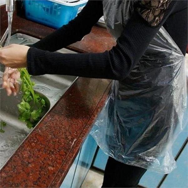 휴대용 일회용 앞치마 투명 비닐 앞치마 방수 위생 요리 가정용 - 상품 이미지