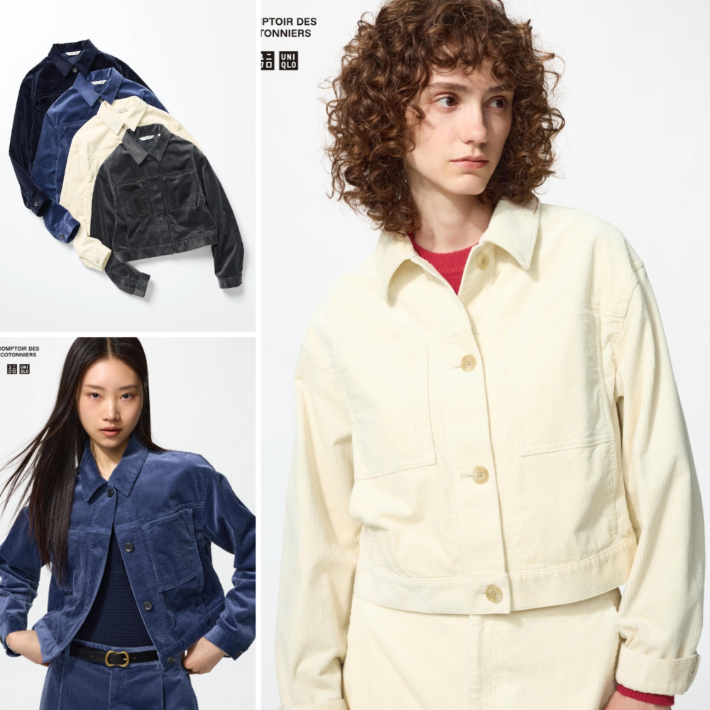 유니클로 코듀로이 숏 크롭 재킷 꼼뜨와 데 꼬또니에 26FW - 상품 이미지